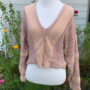 Free People Lemonade Stand “Pink Melon” Crop Sweater XS
